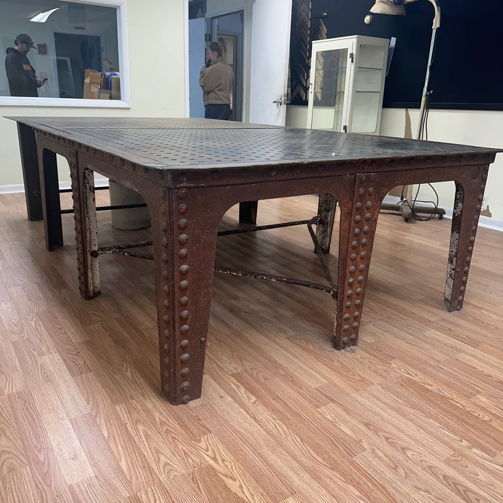 One-of-a-Kind 10' Industrial Table – Reclaimed Historic Brooklyn Bridge Style