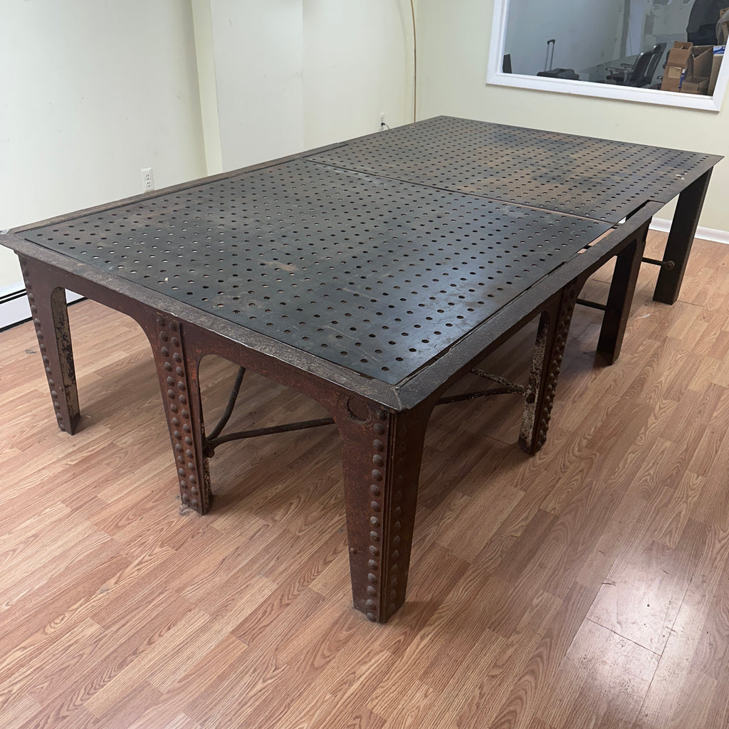 One-of-a-Kind 10' Industrial Table – Reclaimed Historic Brooklyn Bridge Style