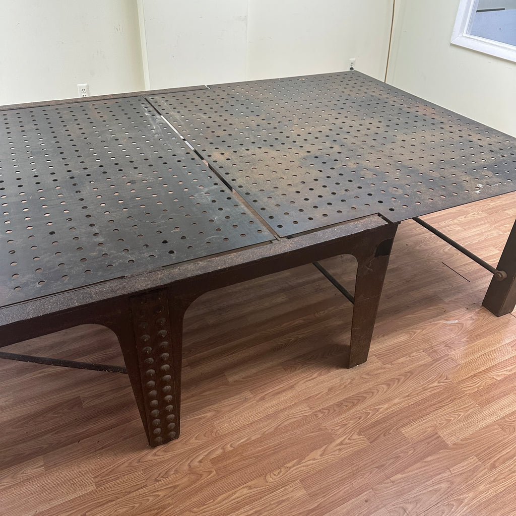 One-of-a-Kind 10' Industrial Table – Reclaimed Historic Brooklyn Bridge Style