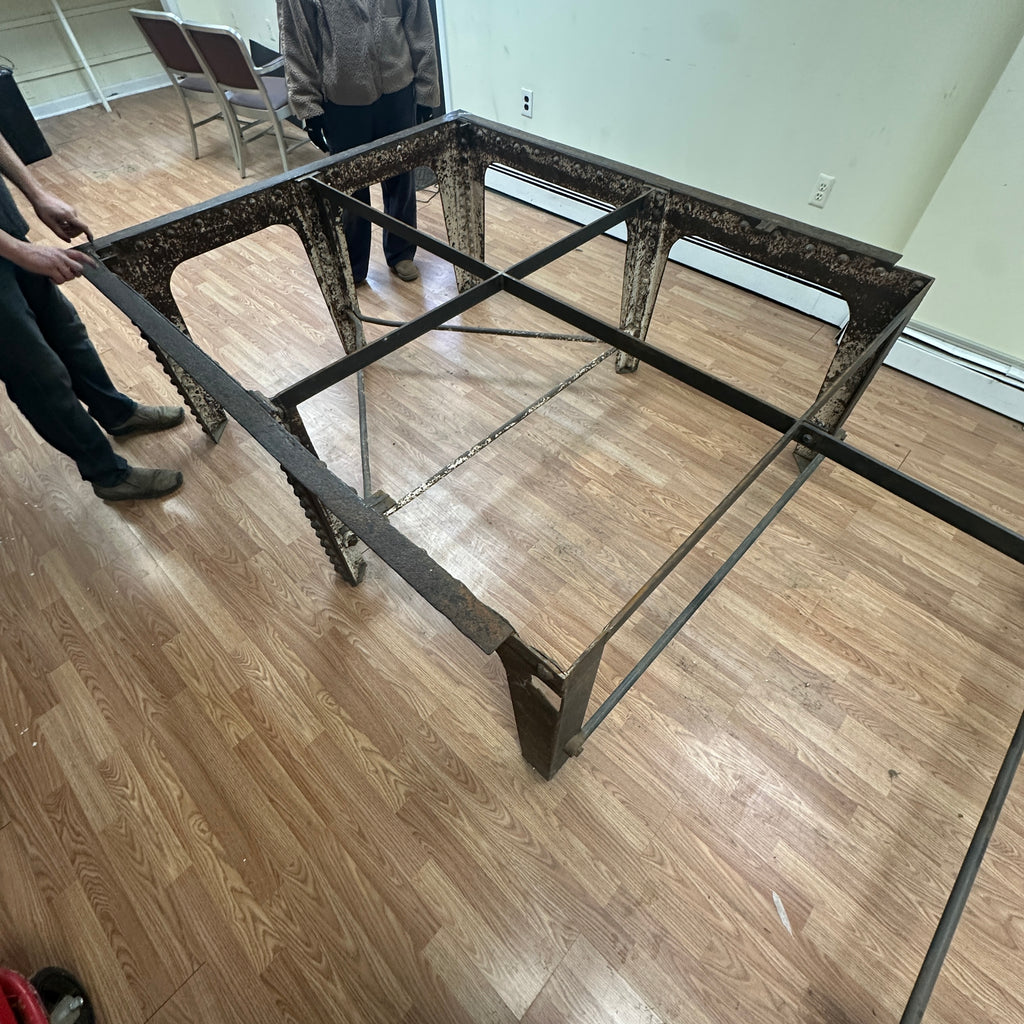 One-of-a-Kind 10' Industrial Table – Reclaimed Historic Brooklyn Bridge Style