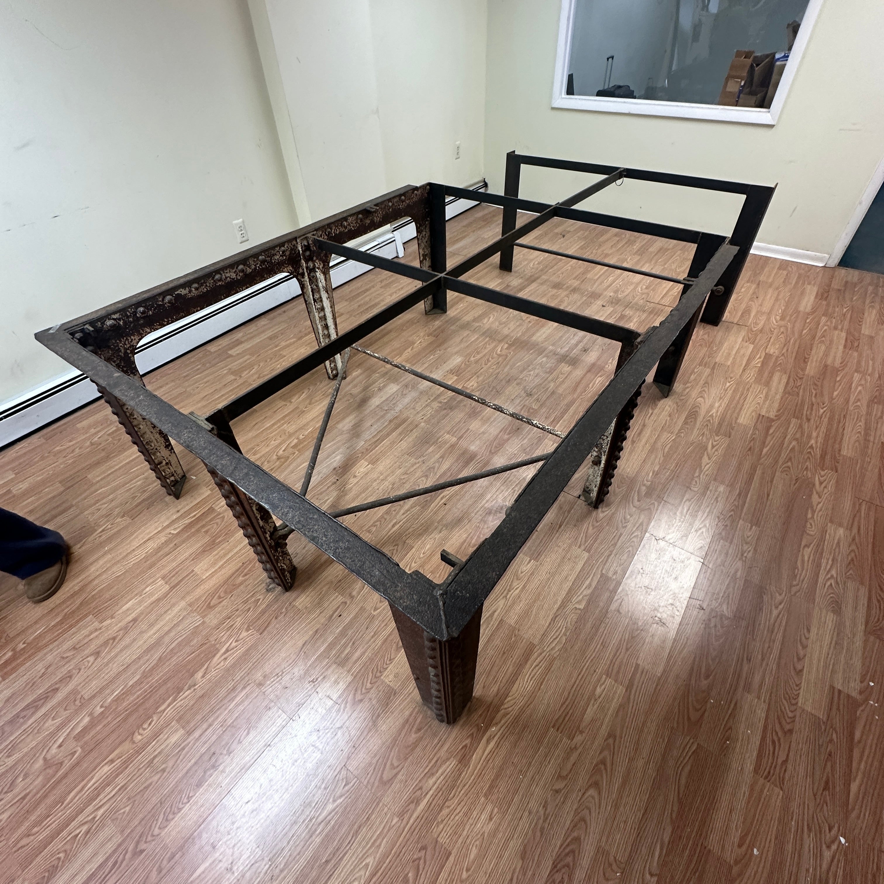 One-of-a-Kind 10' Industrial Table – Reclaimed Historic Brooklyn Bridge Style