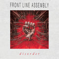 the album cover for Front Line Assembly - Disorder (Red & Black Splatter) (Blk) [Colored Vinyl] [Limited Edition]