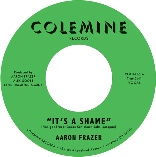 the album cover for Aaron Frazer - It's A Shame B/W The Fool - Green [Colored Vinyl] (Grn)