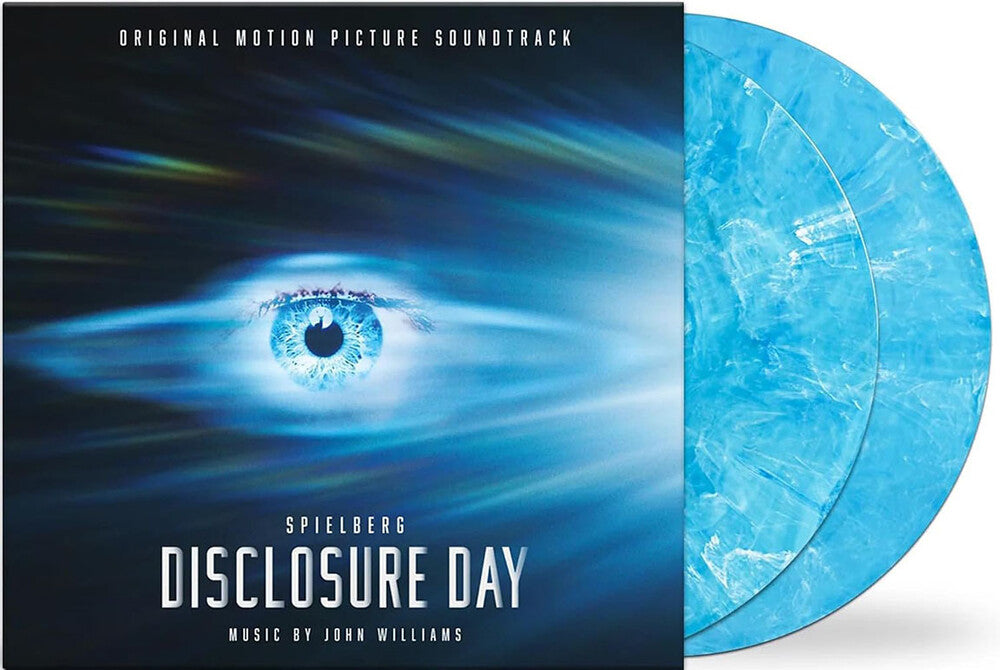 the album cover for John Williams - Disclosure Day (2lp/blue With White Smoke Vinyl)