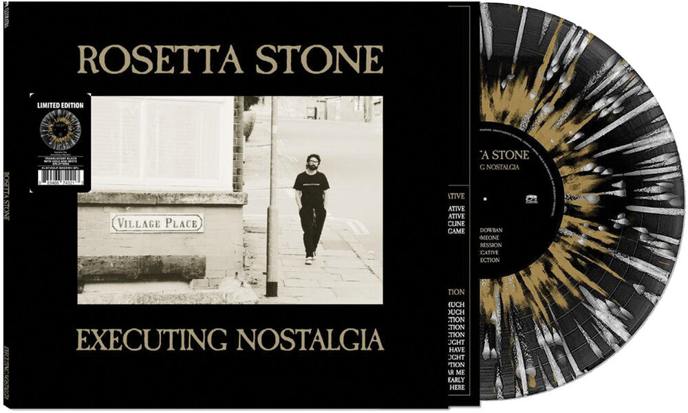 the album cover for Rosetta Stone - Executing Nostalgia [Black/Gold/White Splatter]