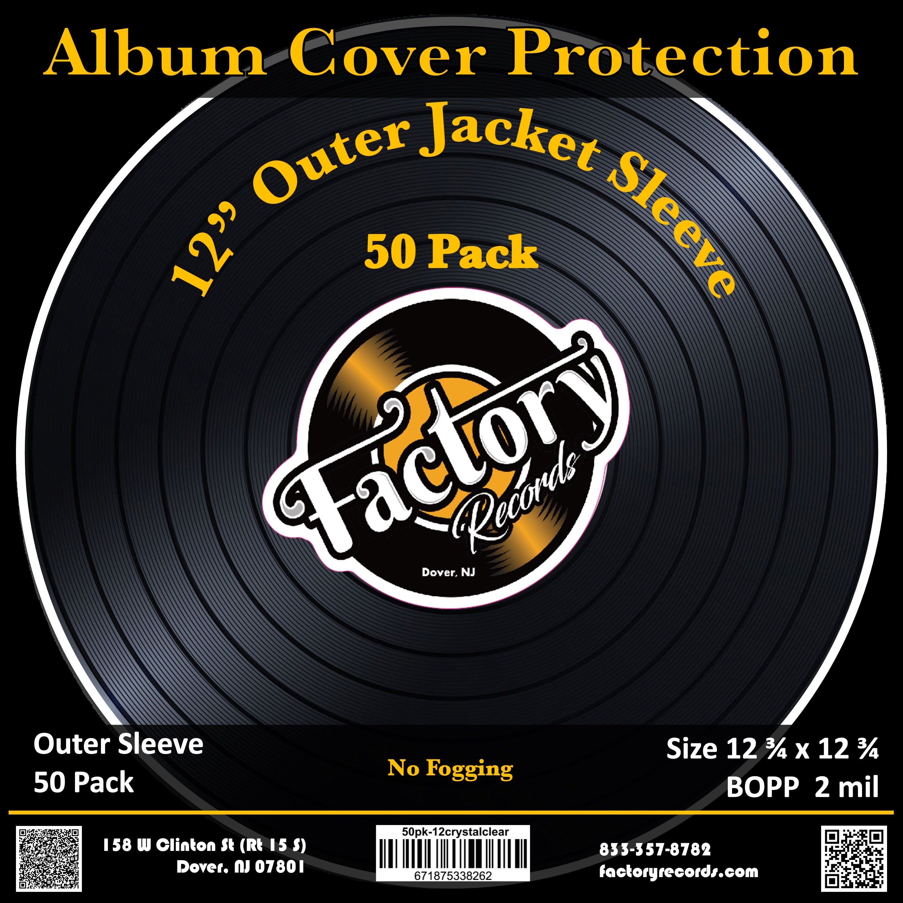 Factory Records 7" Crystal Clear Outer Jacket Sleeve (Pack of 50)