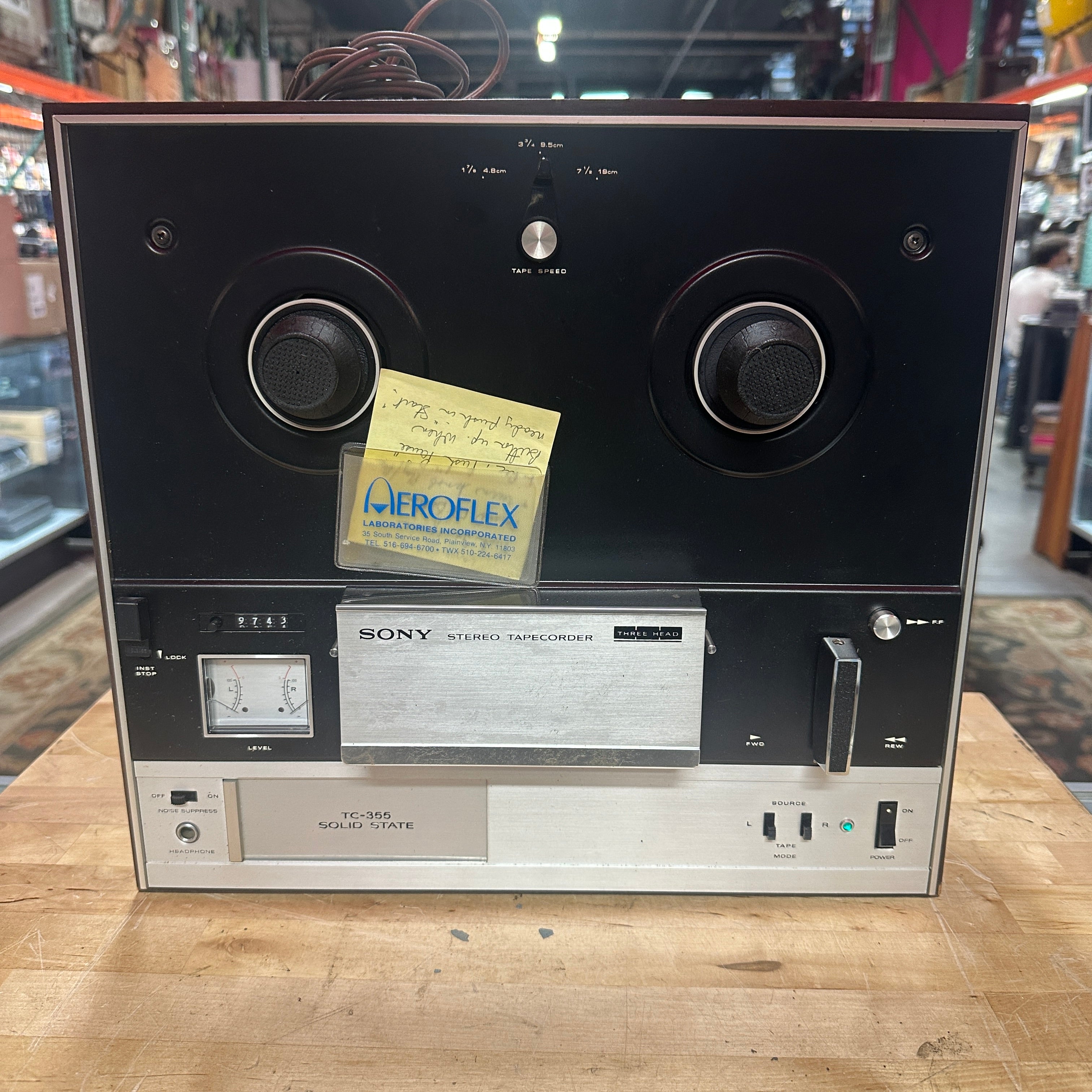 Pre-Owned Sony TC-355 3-Head Reel-to-Reel Tape Recorder – Vintage Hi-Fi Classic – Walnut Cabinet