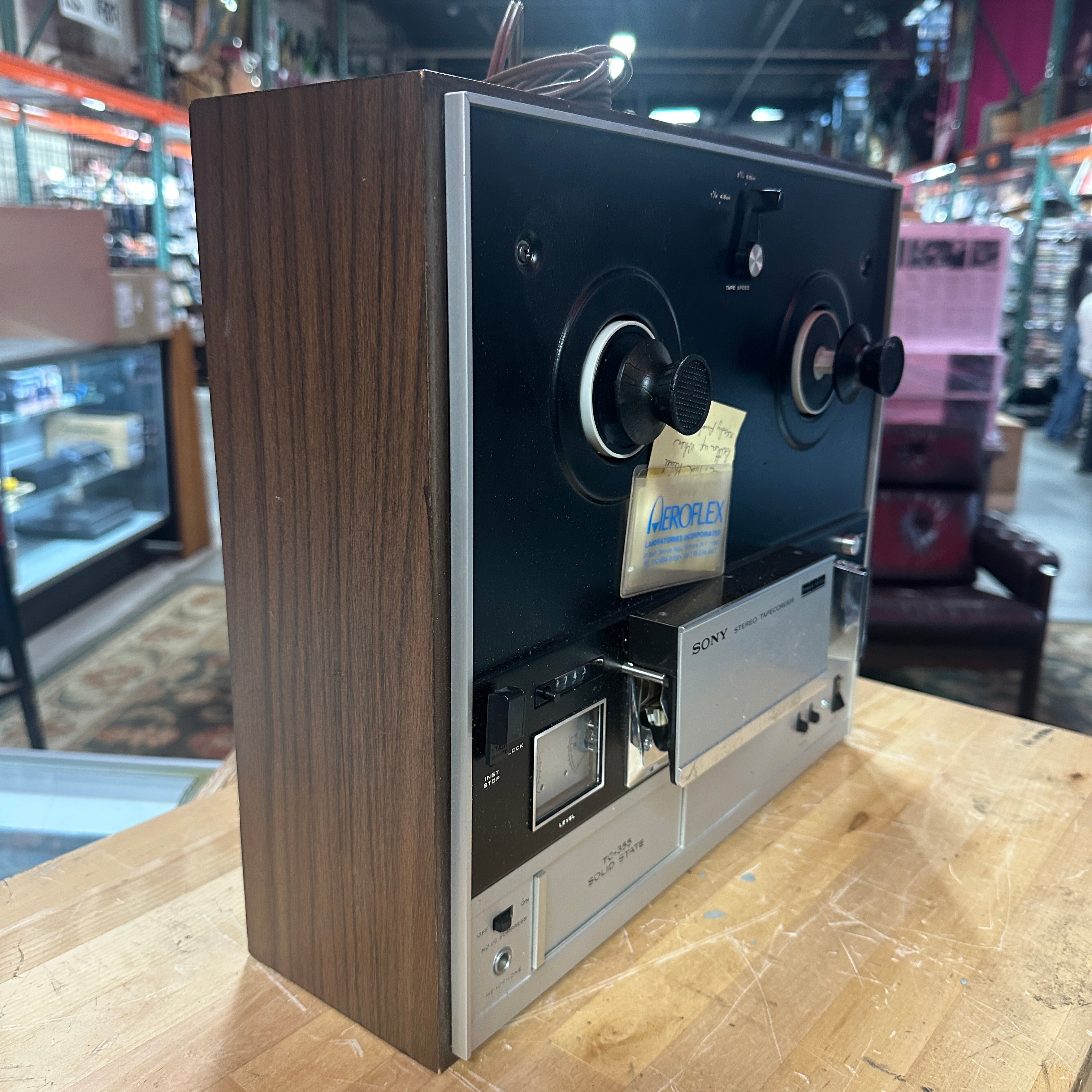 Pre-Owned Sony TC-355 3-Head Reel-to-Reel Tape Recorder – Vintage Hi-Fi Classic – Walnut Cabinet