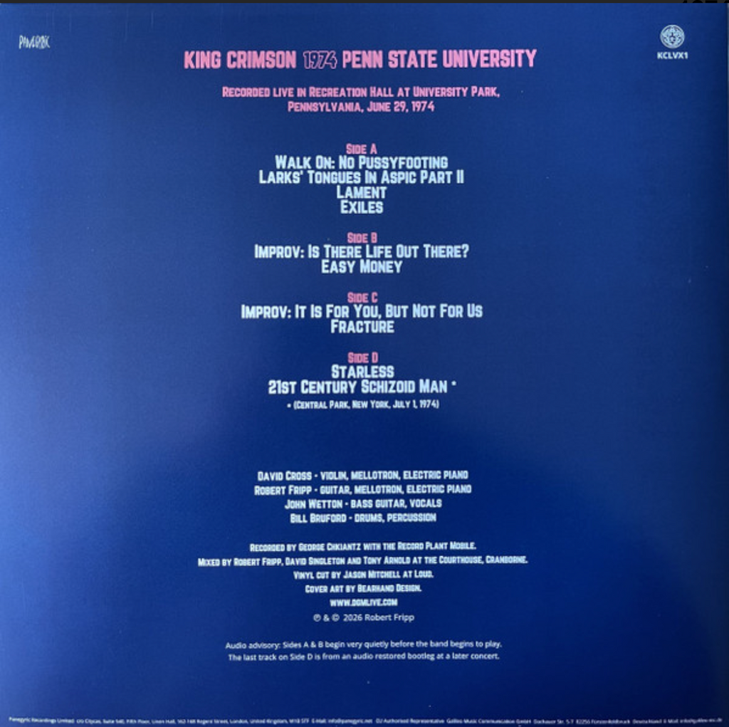 King Crimson -  Live - Penn State University 29 June 1974