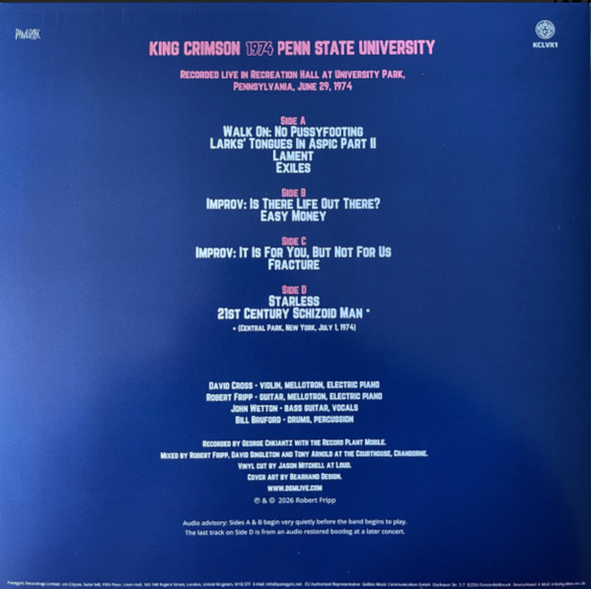King Crimson -  Live - Penn State University 29 June 1974