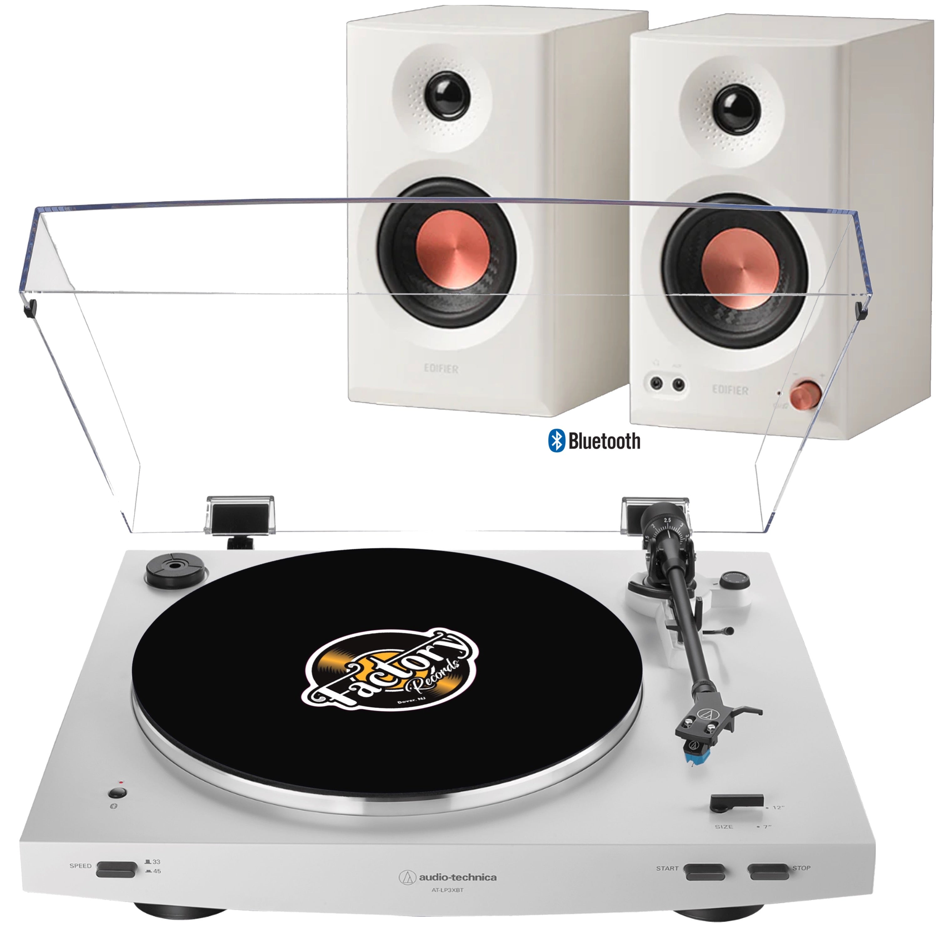 New - Audio Technica AT-LP3XBT-WH Fully Automatic Belt-Drive White Turntable