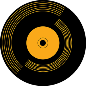 black and yellow record graphic