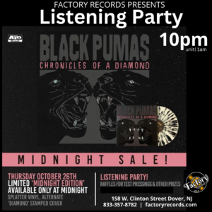 Black Pumas Listening Party at Factory Records on Thursday, October 26